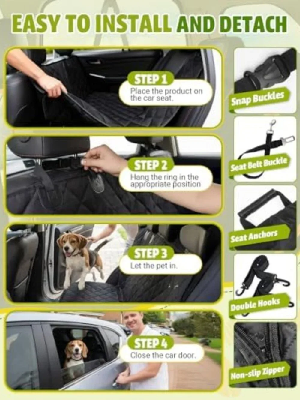 Waterproof Dog Car Seat Cover - Heavy Duty Anti-Scratch Hammock for SUV & Sedan